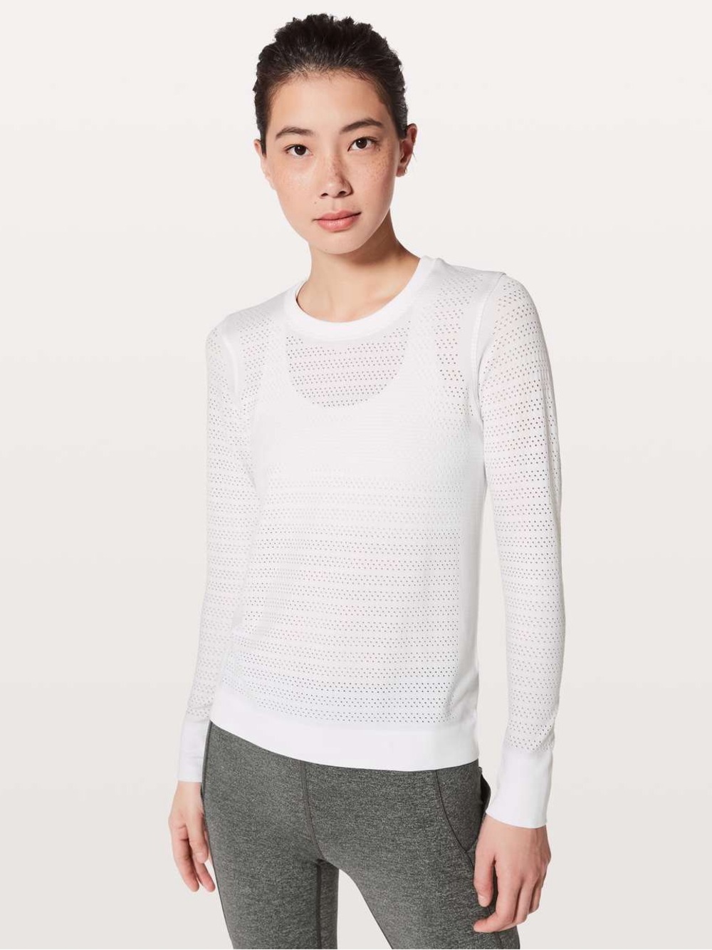 Lululemon Breeze By Long Sleeve Squad White Size 6 Seamless Running Top
